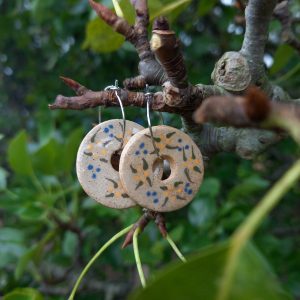 Ceramic Flower Wheel Earrings