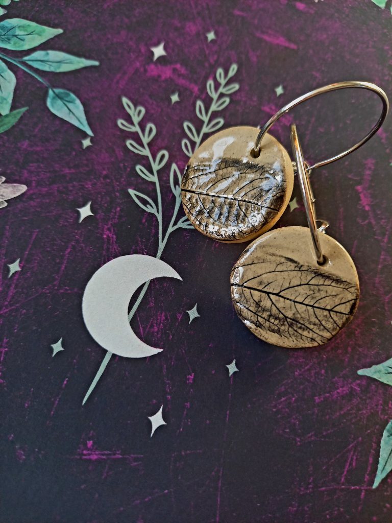 Ceramic Leaf Print Earrings - Coming soon